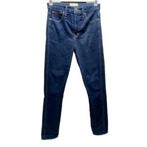 Madewell Skinny Jeans Women's 28 TL Blue Dark Wash Hi Rise Stretch Denim Raw Hem